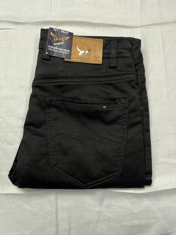 Kingfisher Men's Slim Fit Knit Denim Jeans - Jet Black #384/a